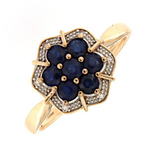 Sõrmus kuld, safiir, teemant